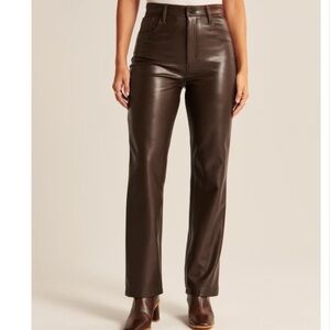 Abercrombie 90s Ultra High Rise Straight Vegan Leather Pants